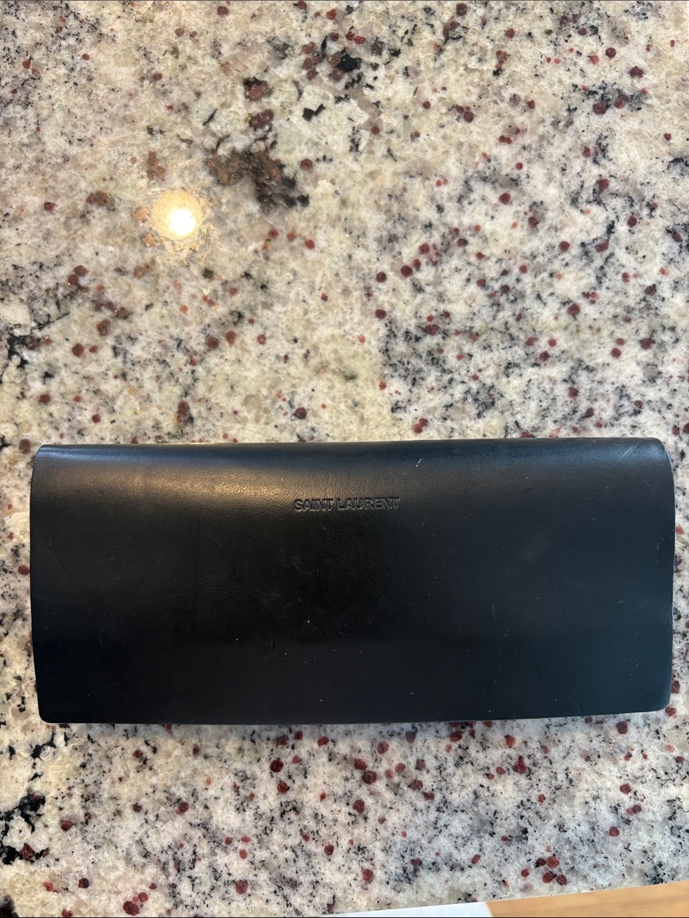 Saint Laurent Black Leather Eyewear Case